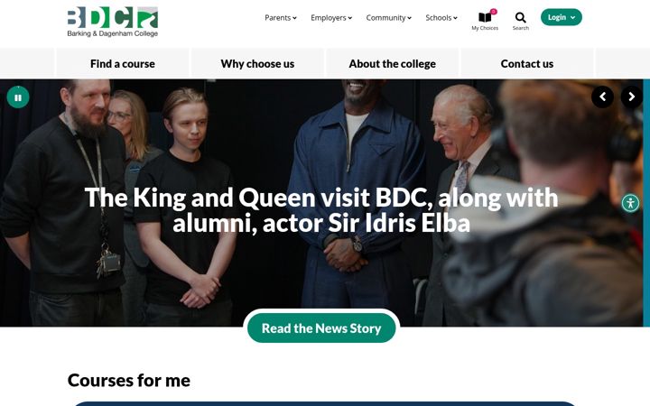 Screenshot of barkingdagenhamcollege.ac.uk