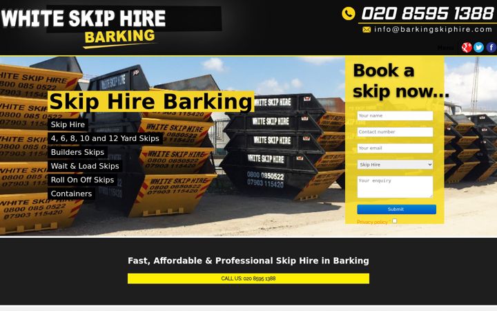 Screenshot of barkingskiphire.com