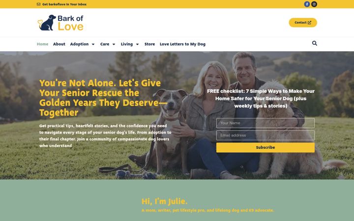 Screenshot of barkoflove.com