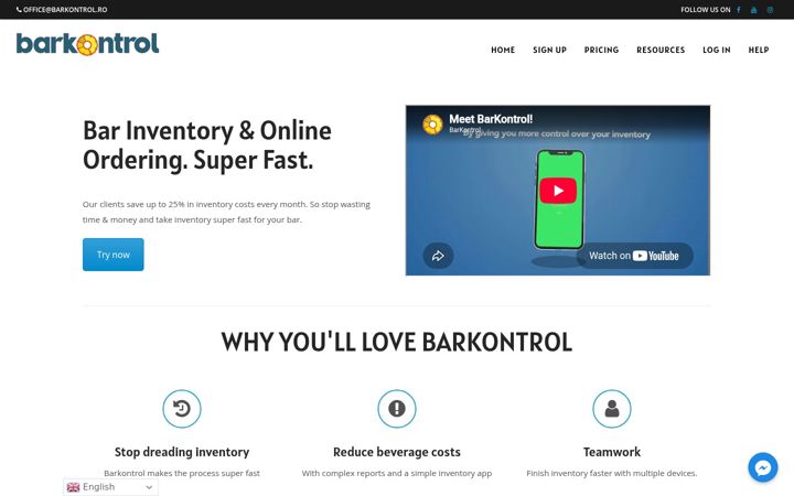 Skærmbillede af barkontrol.io