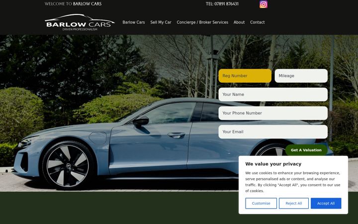 Screenshot of barlowcars.co.uk