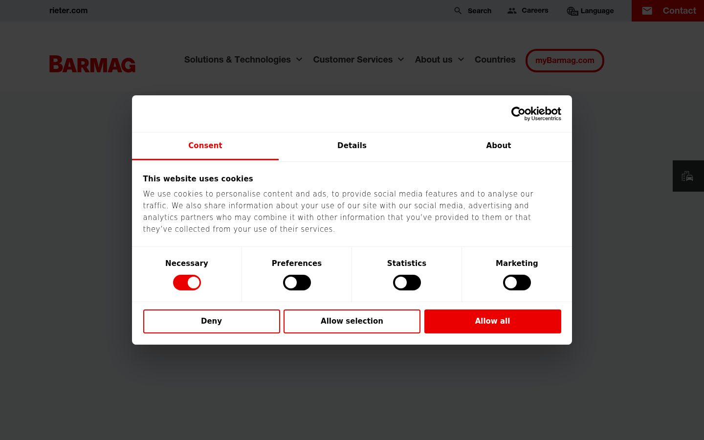 Capture d'écran de la bannière de consentement affichée avant toute interaction
