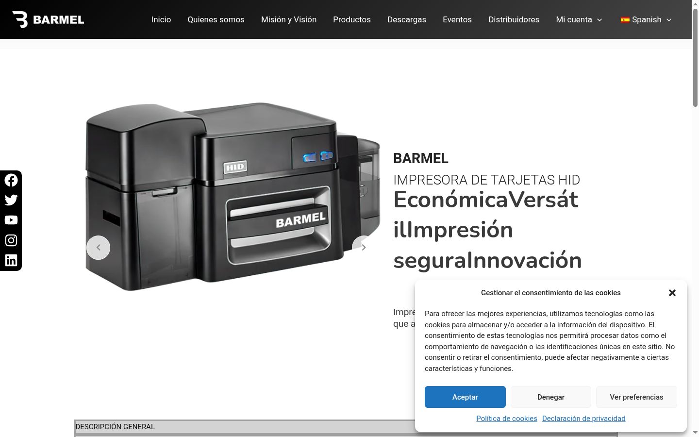 Screenshot del banner di consenso mostrato prima di qualsiasi interazione