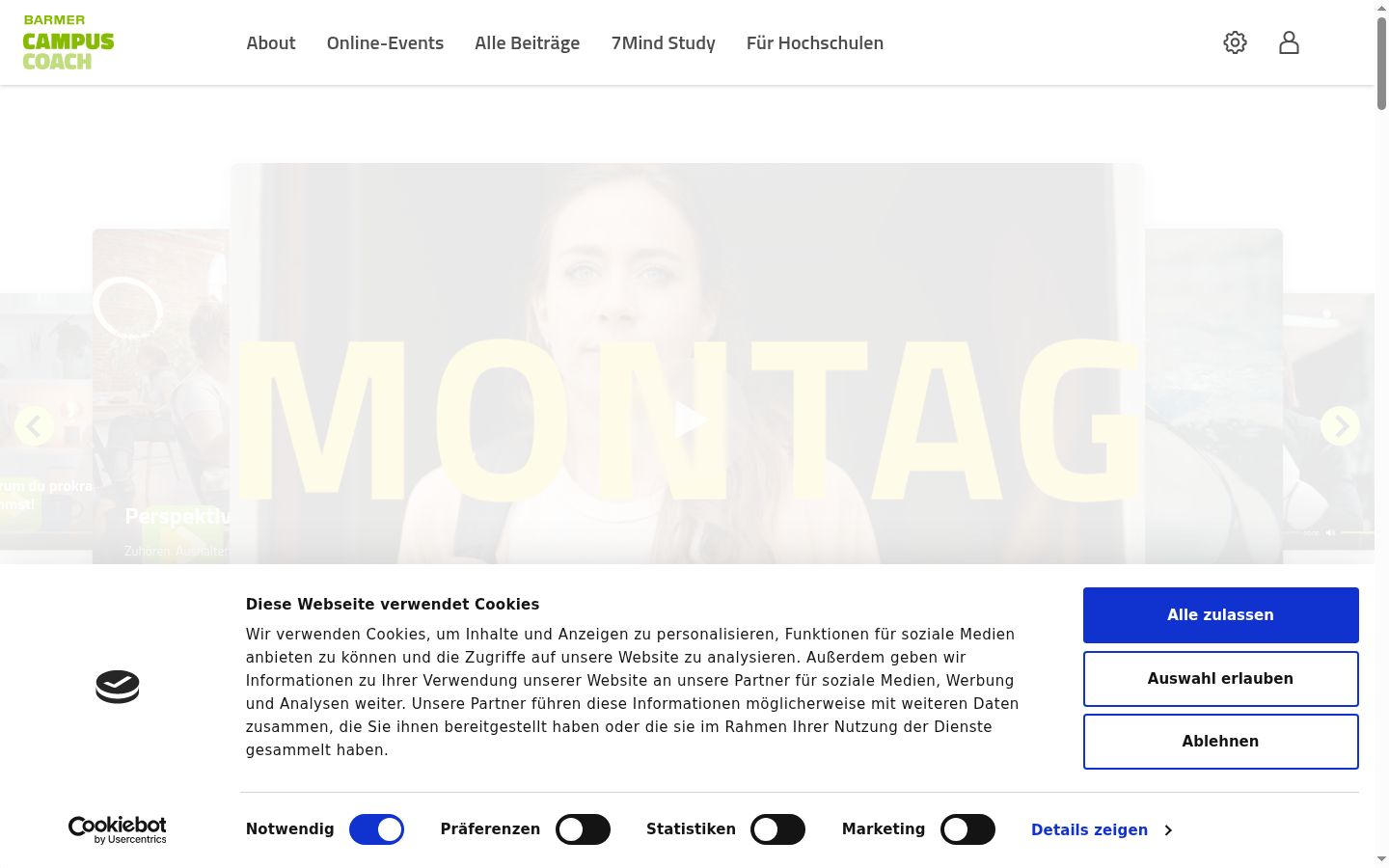 Captura de pantalla del banner de consentimiento mostrado antes de cualquier interacción