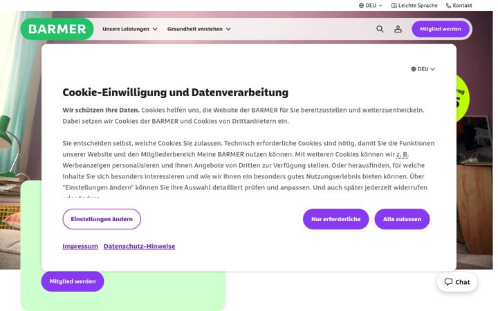 Screenshot of barmer.de