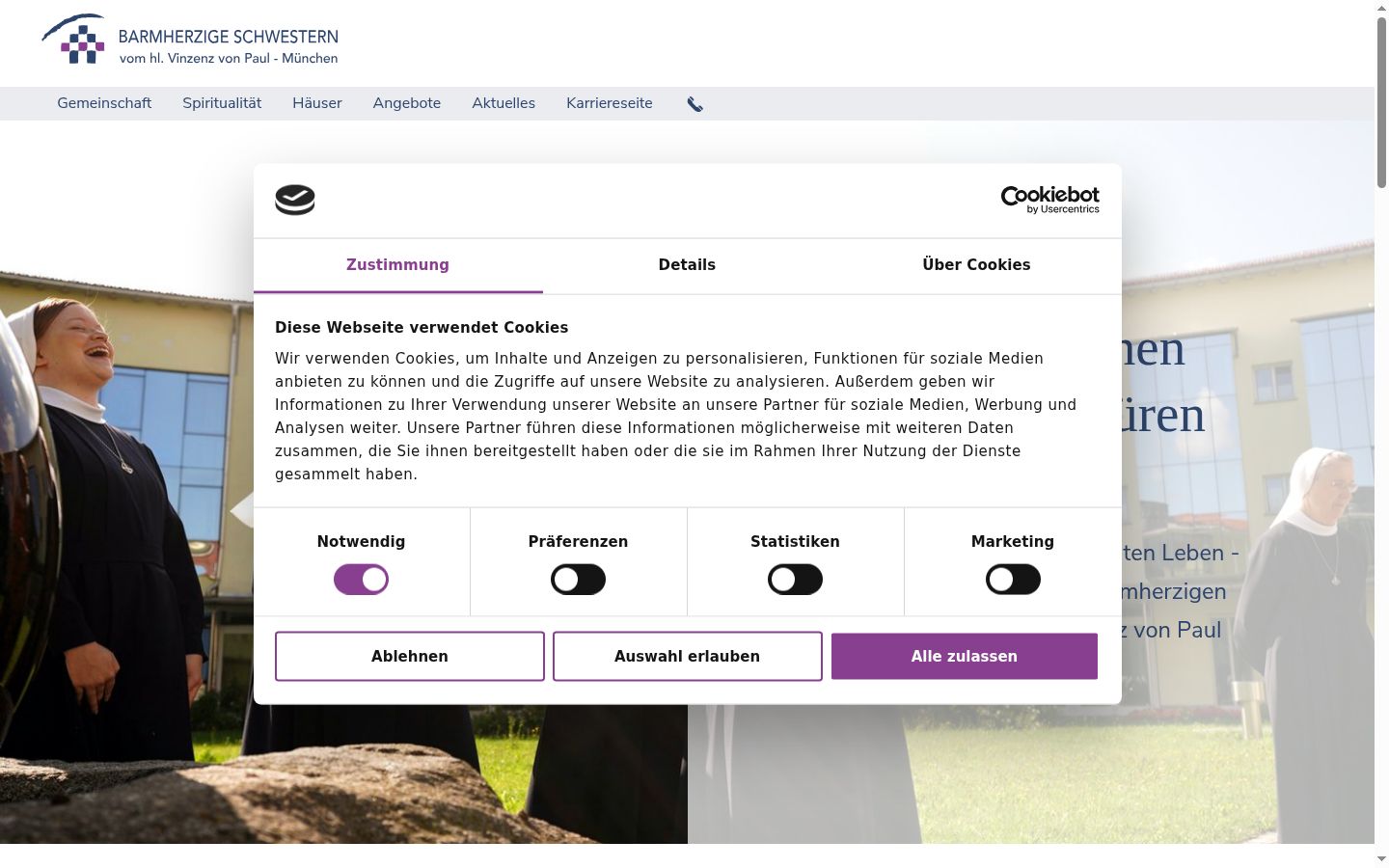 Screenshot del banner di consenso mostrato prima di qualsiasi interazione