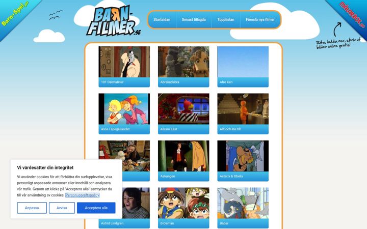 Screenshot of barn-filmer.se
