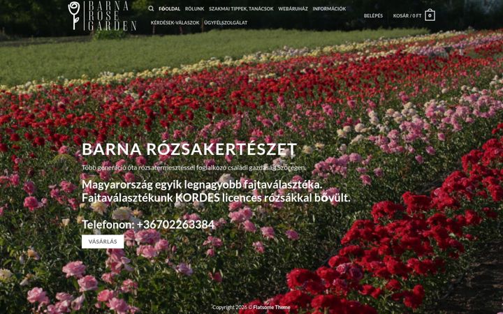 Skærmbillede af barnarosegarden.hu