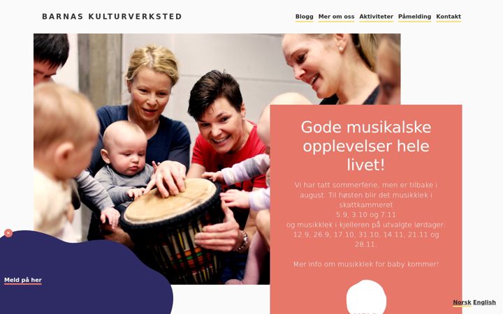 Screenshot of barnaskulturverksted.no