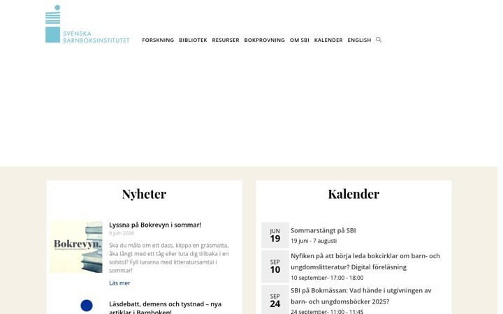 Screenshot of barnboksinstitutet.se