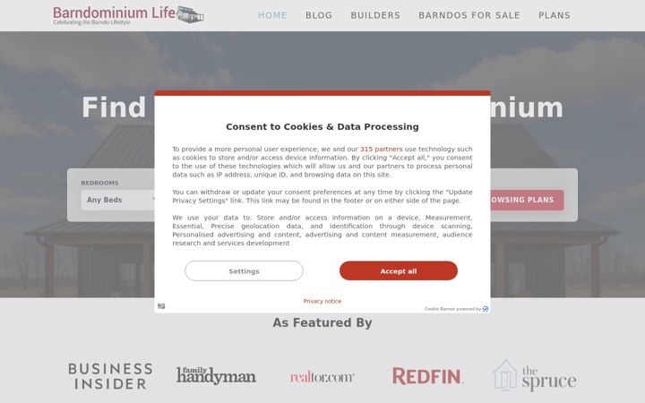 Screenshot ta' barndominiumlife.com
