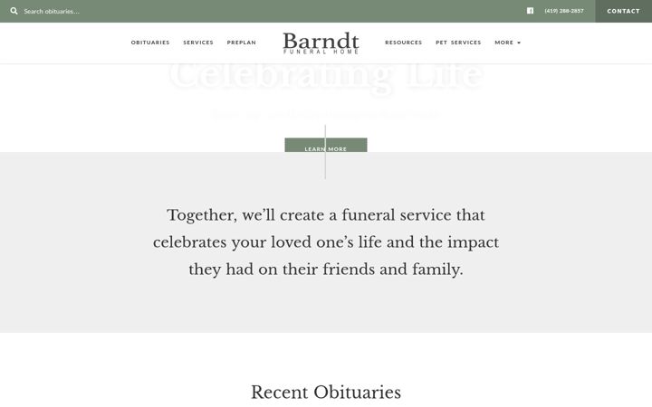 Screenshot of barndtfuneralhome.org