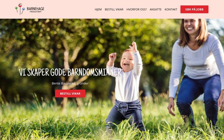 Screenshot of barnehageressursen-vikarkollega.no