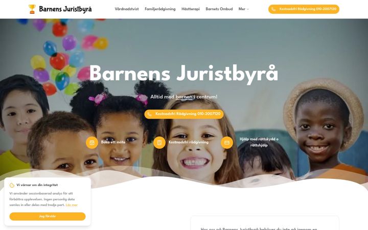 Screenshot of barnensjuristbyra.com