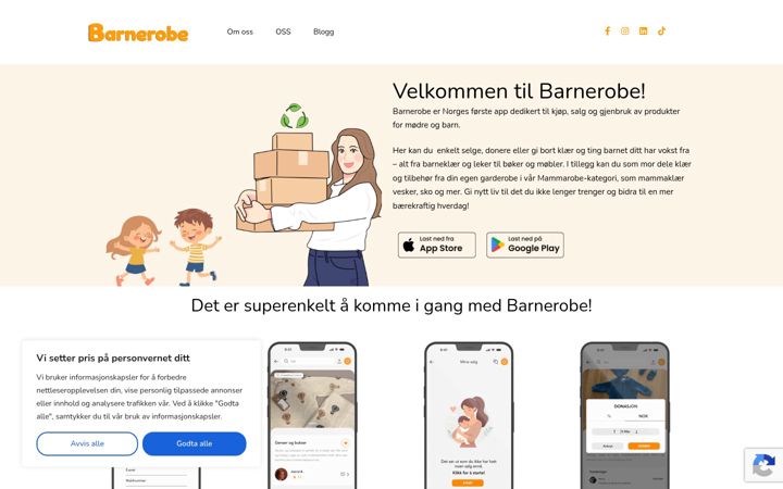Screenshot von barnerobe.no