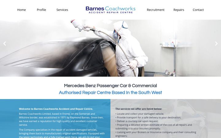 Screenshot of barnescoachworks.co.uk