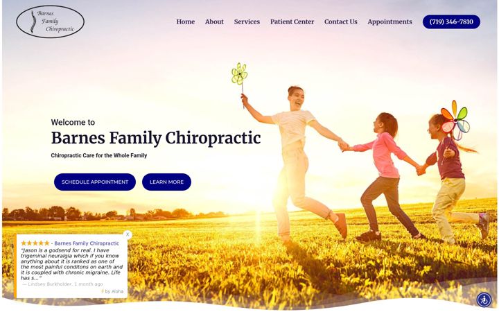 Screenshot of barnesfamilychiropracticpc.com