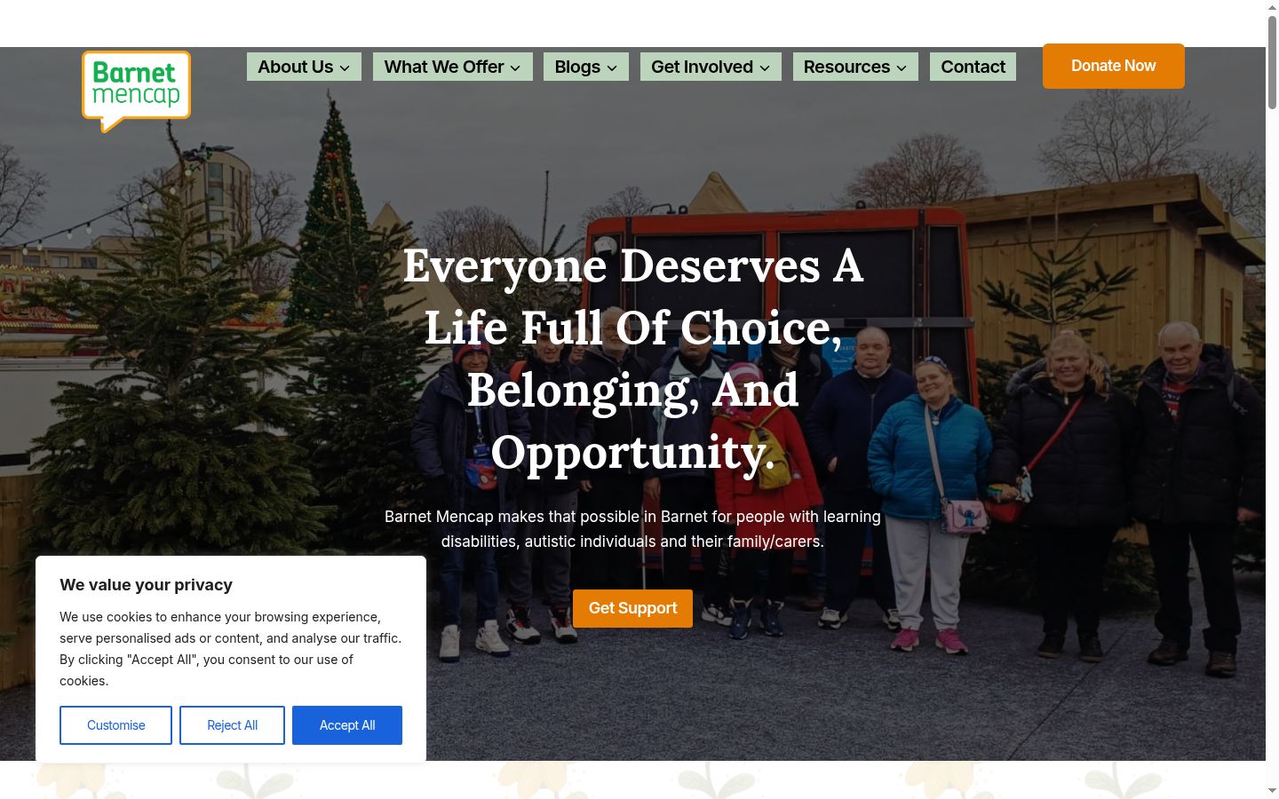 Screenshot of the consent banner shown before any interaction