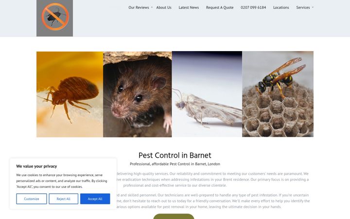 Screenshot of barnetpestcontrol.co.uk