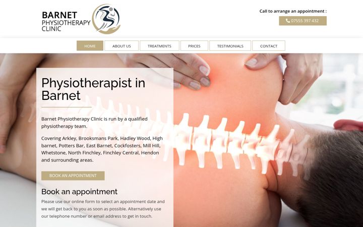 Screenshot of barnetphysio.co.uk
