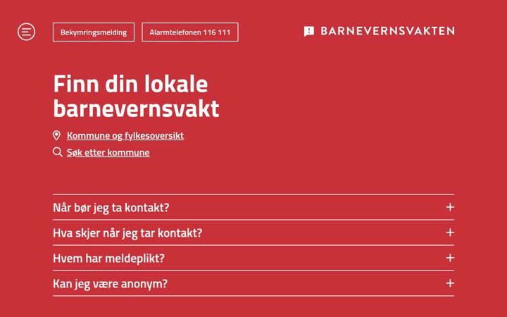 Capture d'écran de barnevernvakten.no