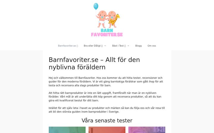 Screenshot of barnfavoriter.se