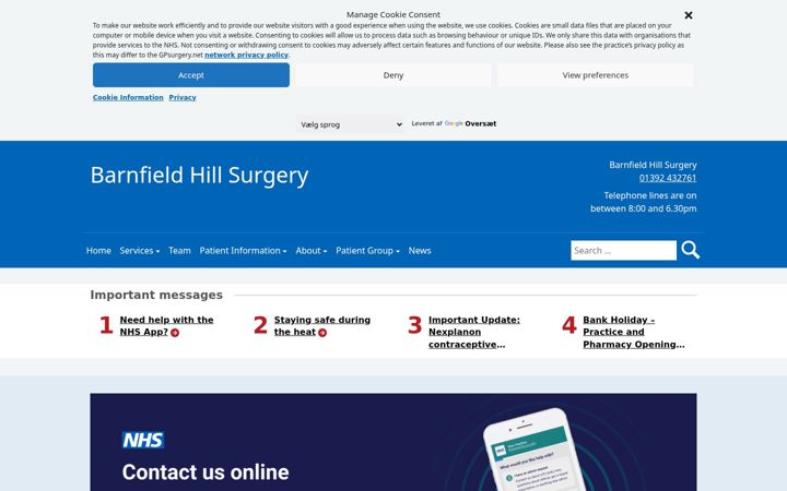 Screenshot of barnfieldhillsurgery.co.uk