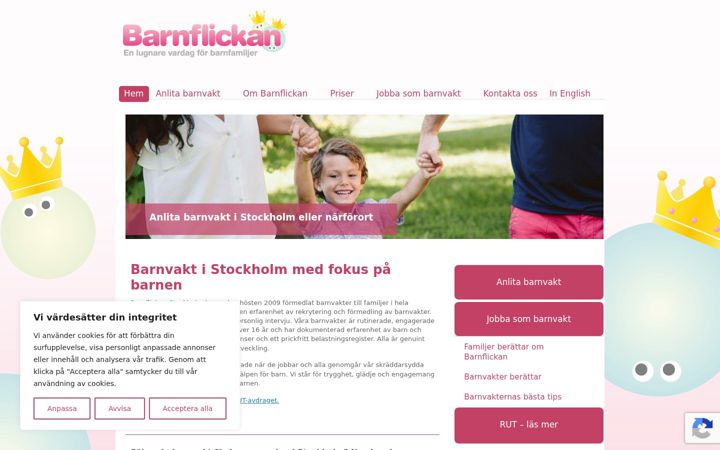 Screenshot of barnflickan.se