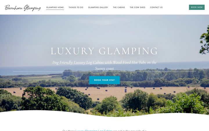 Screenshot of barnhornglamping.co.uk