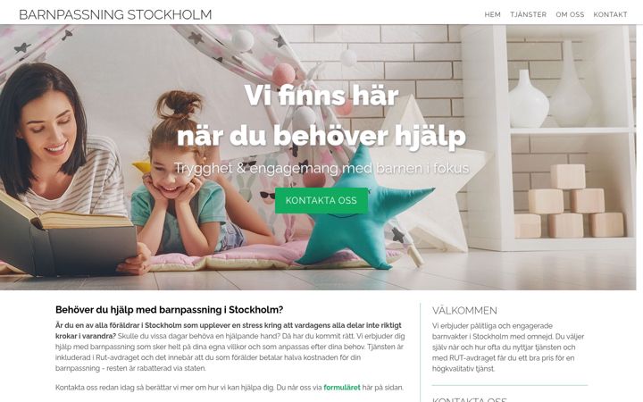 Screenshot of barnpassningstockholm.nu