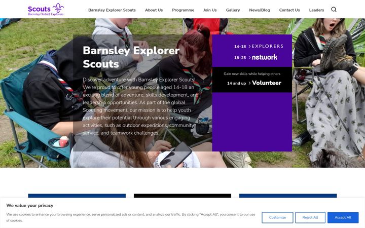 Screenshot of barnsleyexplorers.co.uk