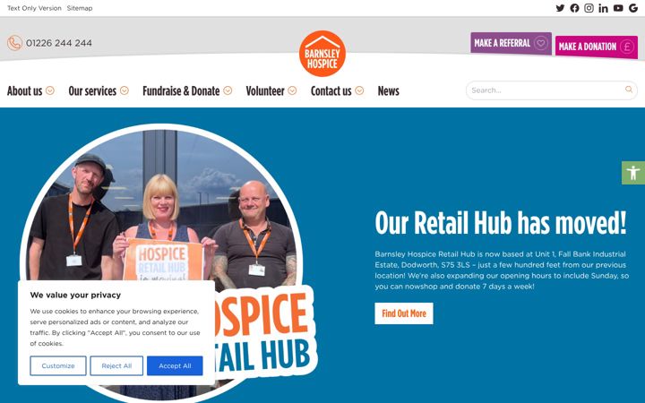 Screenshot of barnsleyhospice.org