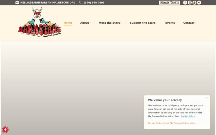 Screenshot of barnstarsanimalrescue.org