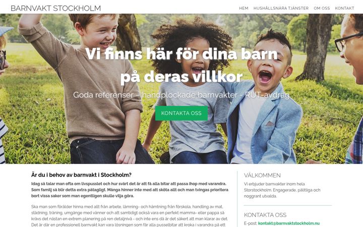 Screenshot of barnvaktstockholm.nu