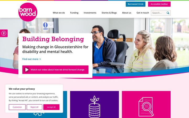 Screenshot of barnwoodtrust.org