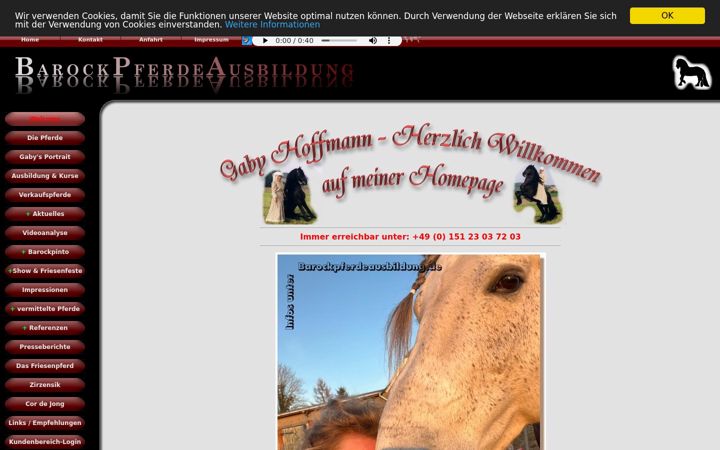 Screenshot of barockpferdeausbildung.de