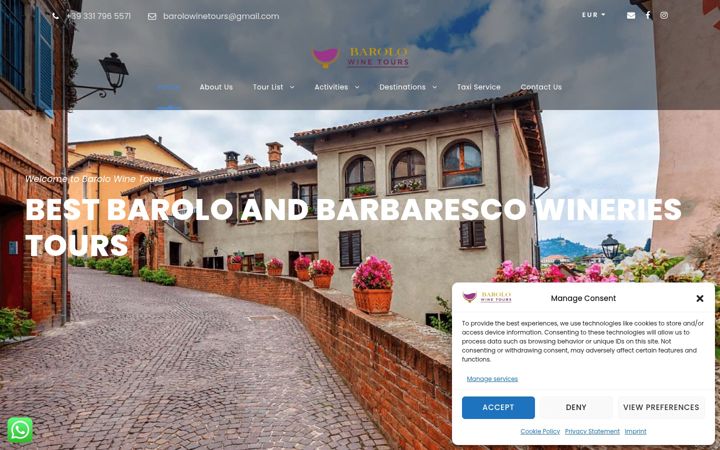 Screenshot of barolowinetours.net