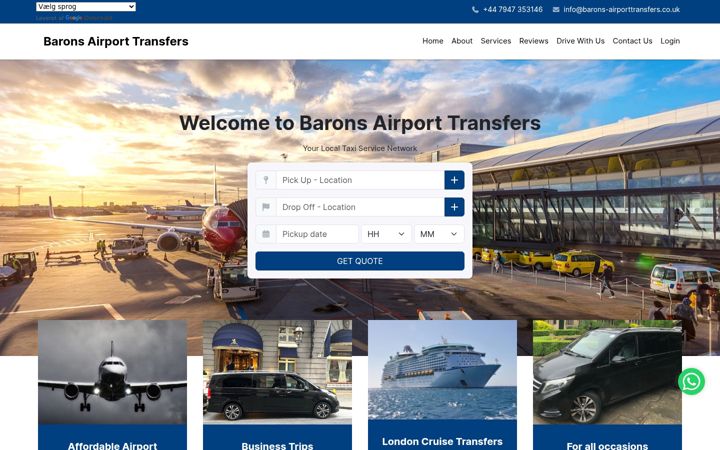 Screenshot of barons-airporttransfers.co.uk
