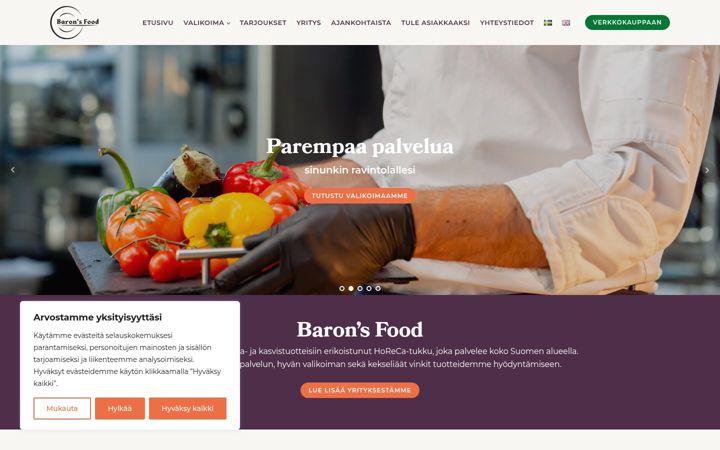 Screenshot of baronsfood.fi