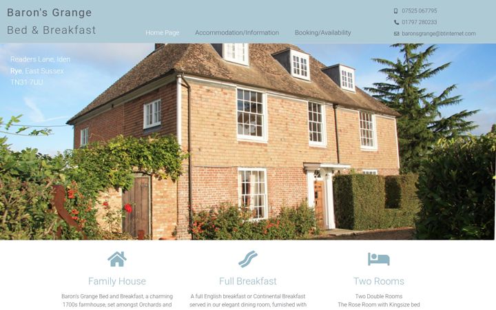 Screenshot of baronsgrangebandb.co.uk