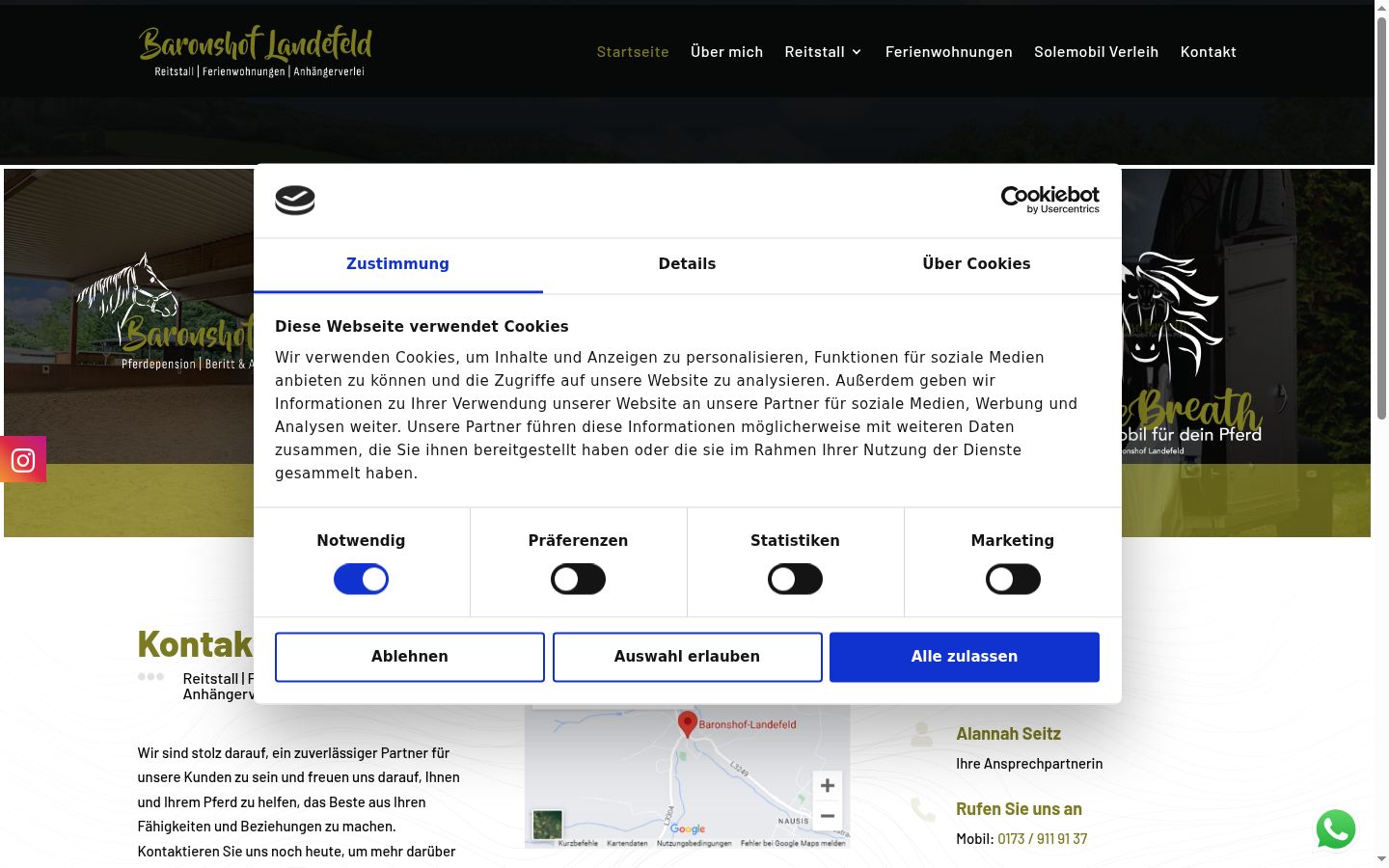 Screenshot of the consent banner shown before any interaction