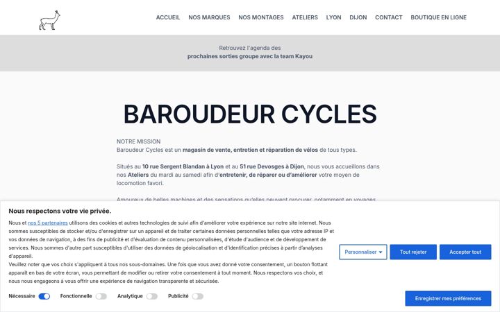 Screenshot of baroudeur-cycles.com
