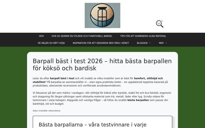 Screenshot of barpallar.se