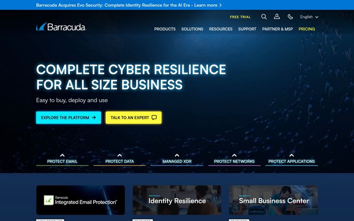 Snímek obrazovky barracudanetworks.com