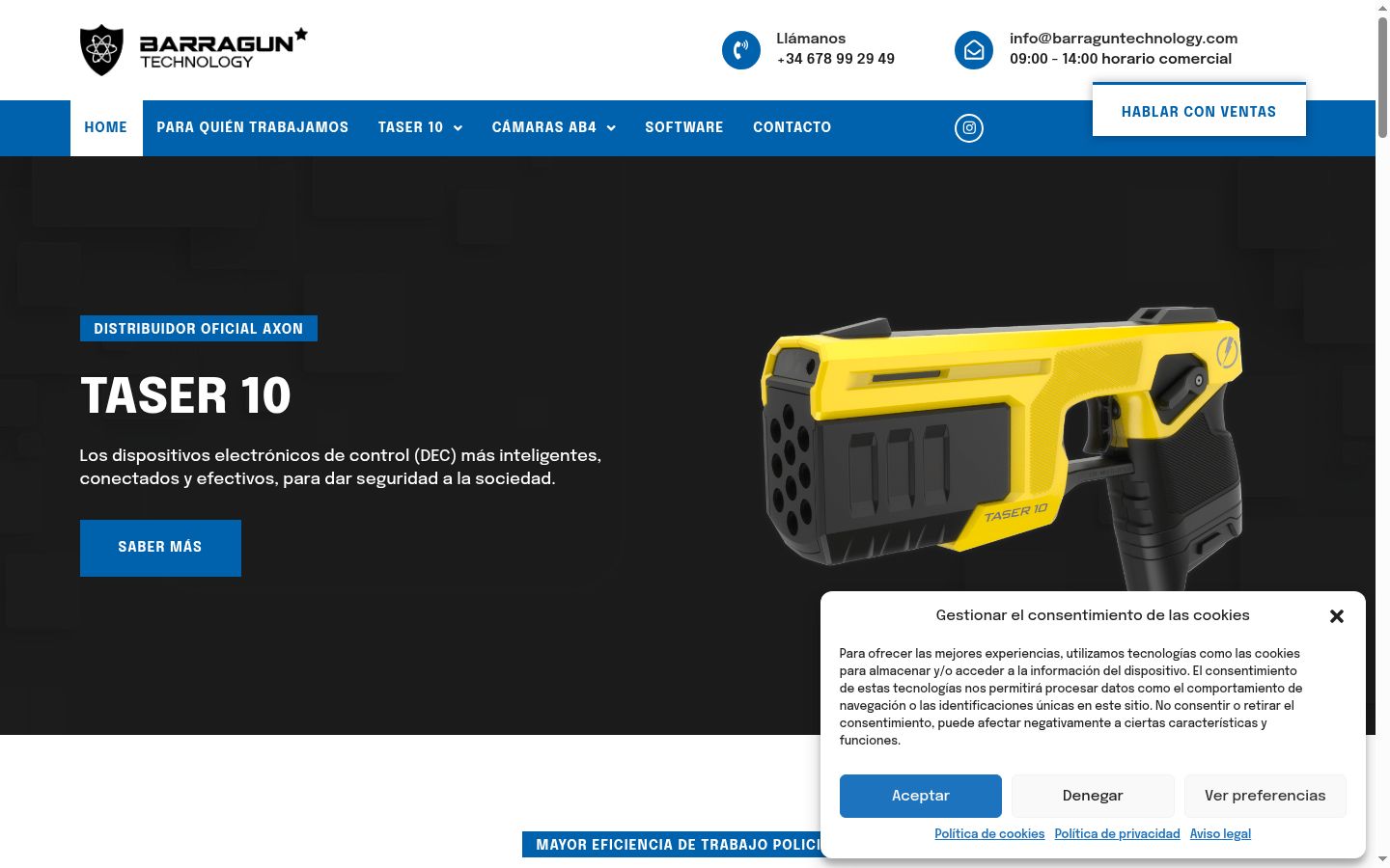 Screenshot of the consent banner shown before any interaction