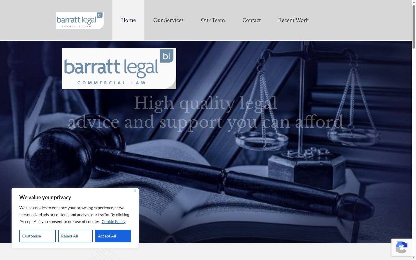 Screenshot of the consent banner shown before any interaction