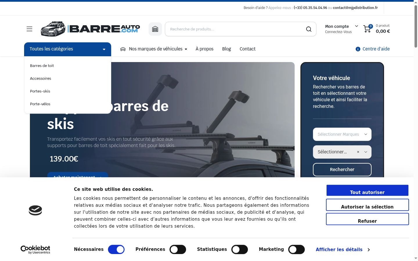 Captura de ecrã do banner de consentimento apresentado antes de qualquer interação