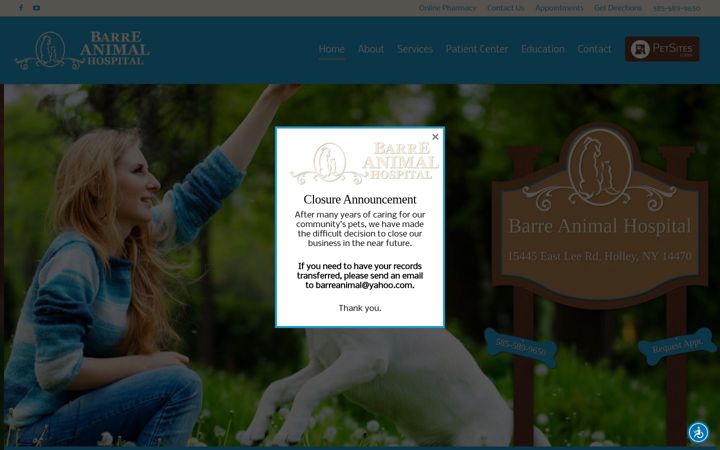 Screenshot of barreanimalhospital.com