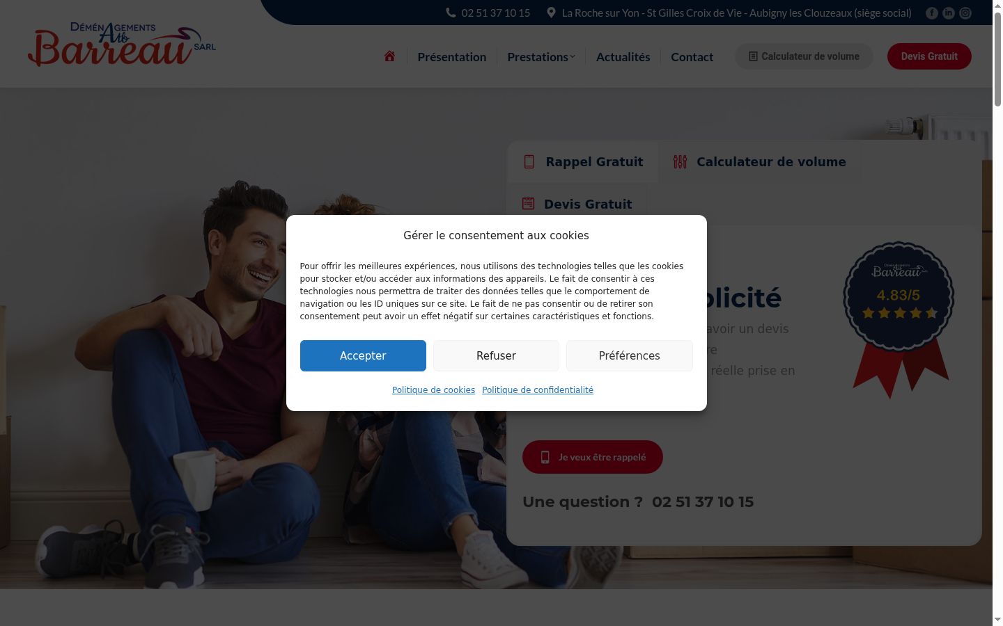 Snímek obrazovky baneru souhlasu zobrazeného před jakoukoli interakcí