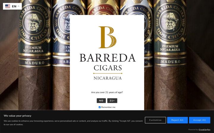 Screenshot of barredacigars.com